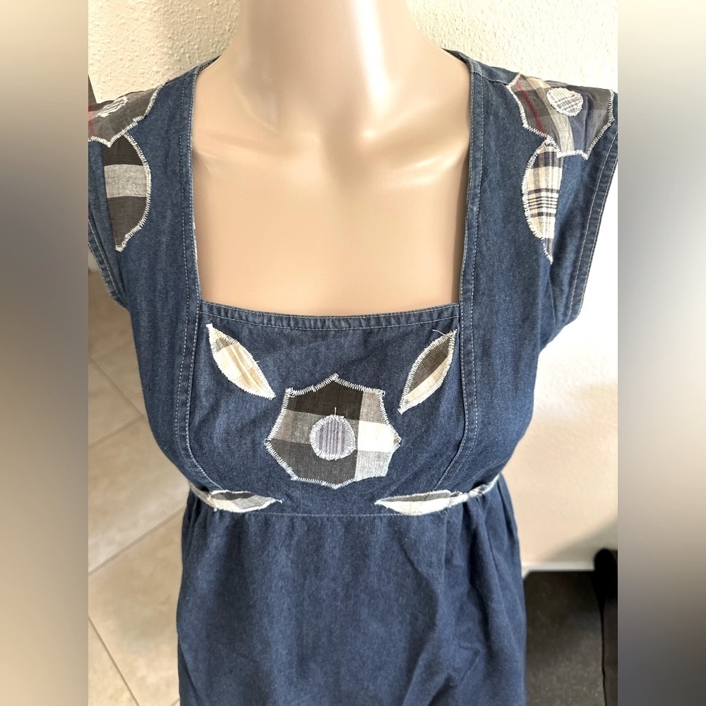 Vintage ANNA SUI VINTAGE Denim Applique Patchwork Dress- Archival - Picture 12 of 12